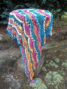Horgolt kendő Alize Divaból mintával, Crochet shawl from Alize Diva with link to pattern