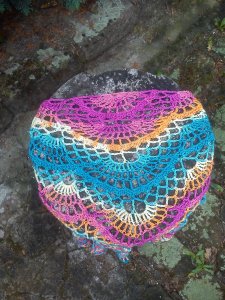 Lacy crochet shawl with link to the pattern (charts)